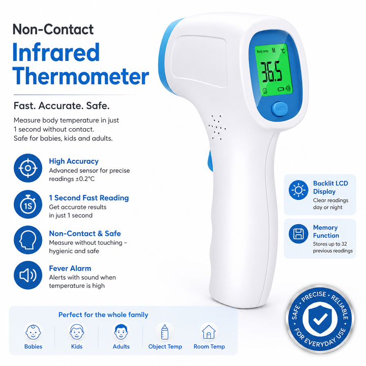 3-in-1 Digital Non-Contact Infrared Thermometer